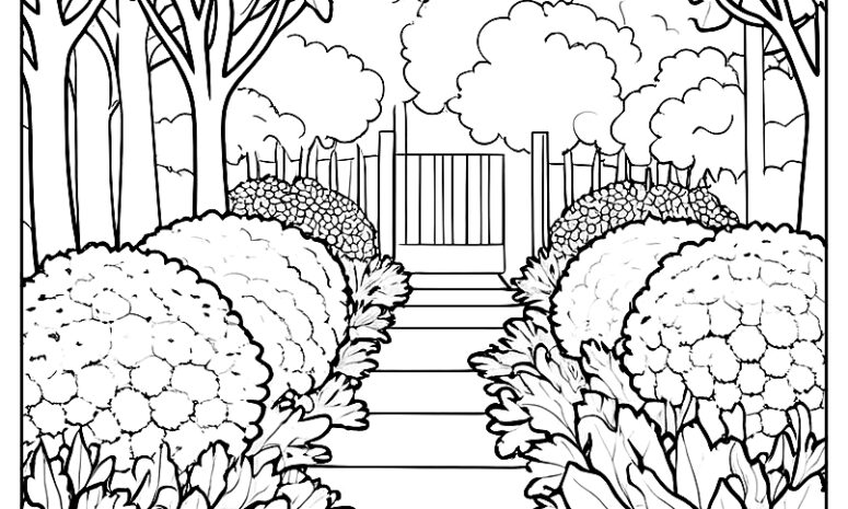 Chrysanthemum path coloring page ca