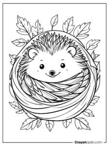 Cozy nest hedgehog coloring page ca