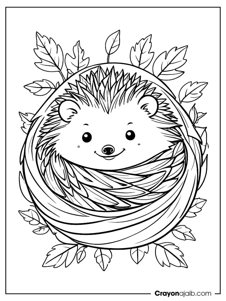 Cozy nest hedgehog coloring page ca