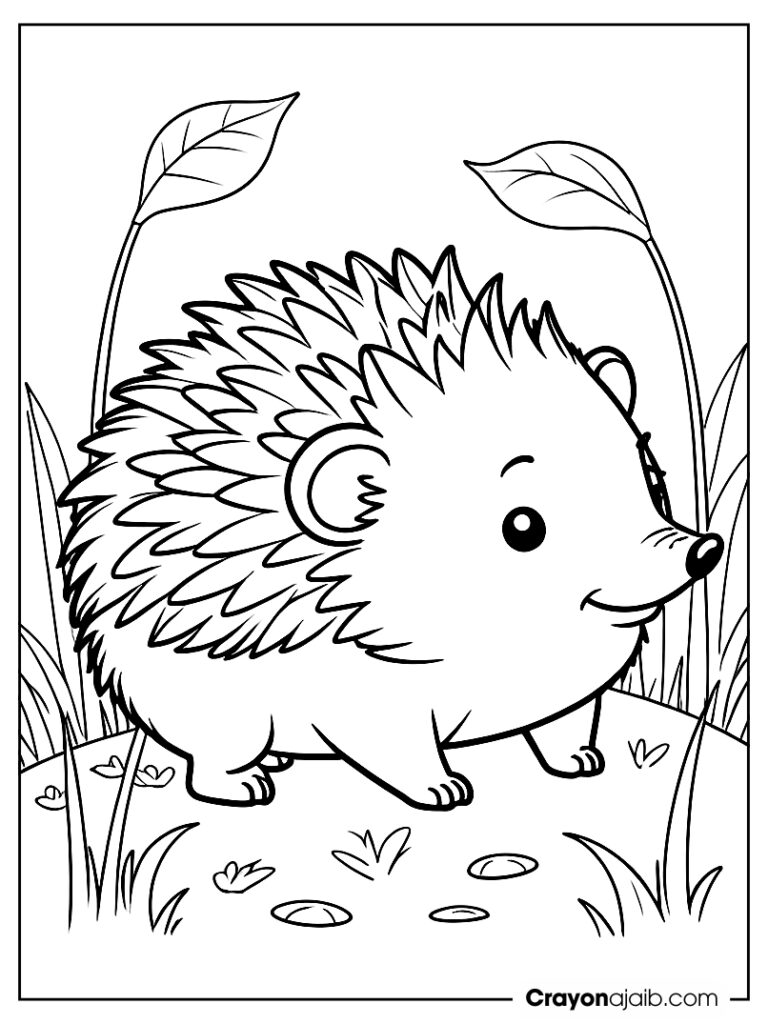 Curious hedgehog coloring page ca