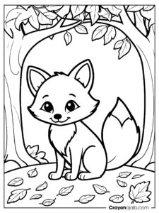 Cute baby fox coloring page