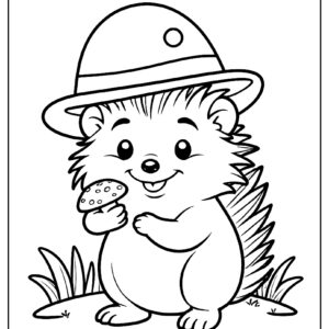 Cute hedgehog character coloring page ca