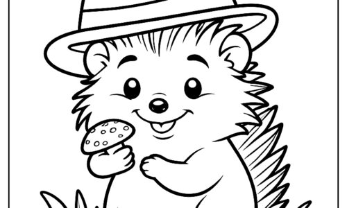 Cute hedgehog character coloring page ca