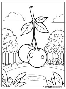 Cute cherry themed coloring pages for children