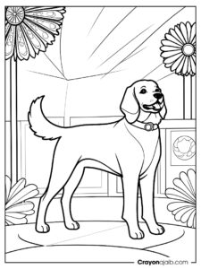 Dog poses for thanksgiving coloring page