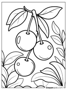 Easy cherry coloring pages for toddlers