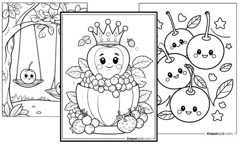 Easy cherry coloring pages for toddlers crayonajaib