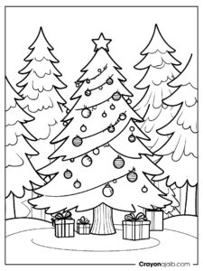 Forest christmas tree coloring page ca