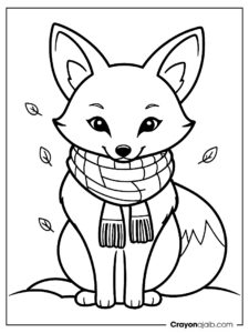 Fox in snow coloring page for kids ca