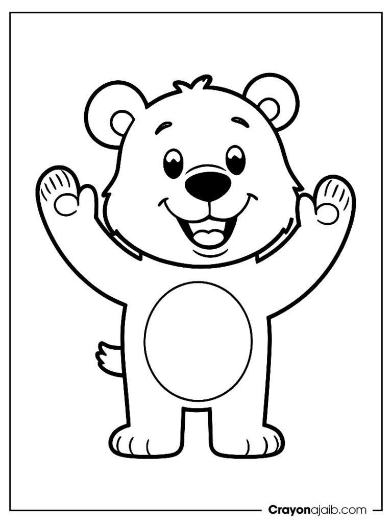 Friendly bear waving coloring page ca