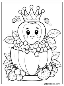 Fruit throne cherry coloring page