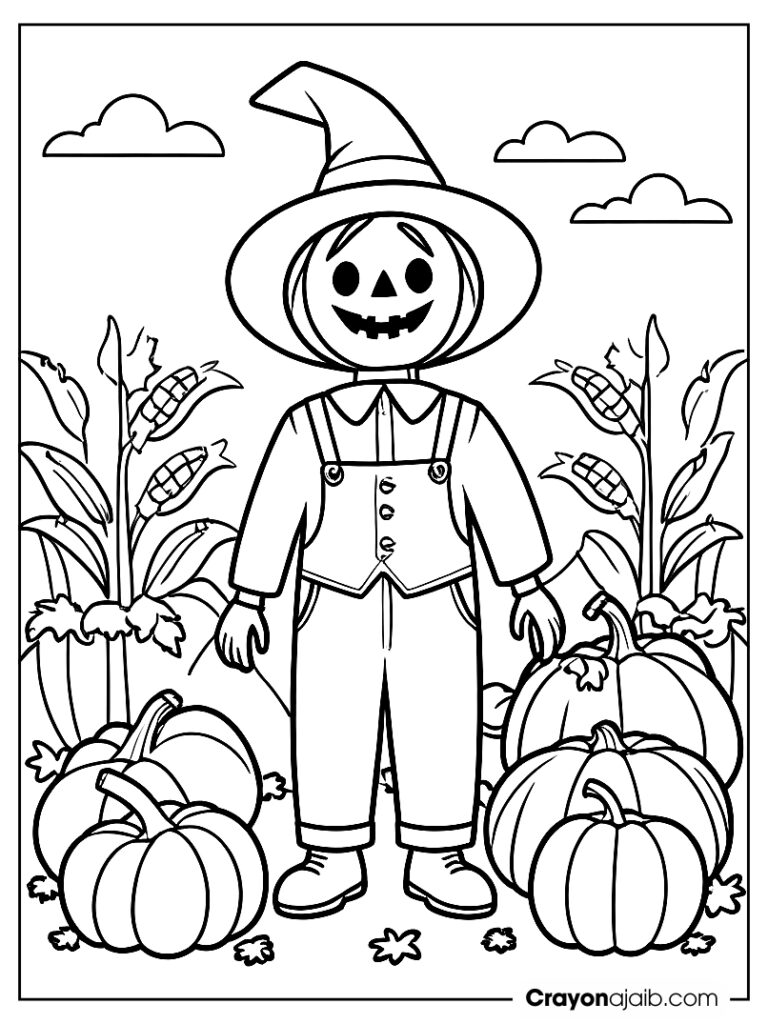 Garden scarecrow coloring page ca