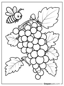 Grapes and bee coloring page ca