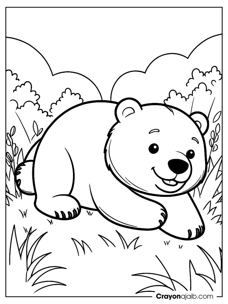 Happy bear cub coloring page ca