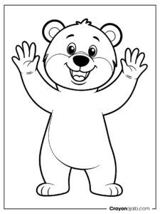 Happy bear waving coloring page ca