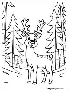 Happy reindeer coloring page ca