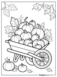 Harvest wheelbarrow coloring page ca