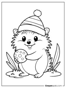 Hedgehog in hat coloring page ca