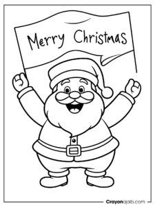 Laughing santa with holiday sign coloring page ca