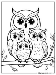 Mother and baby owls coloring page ca