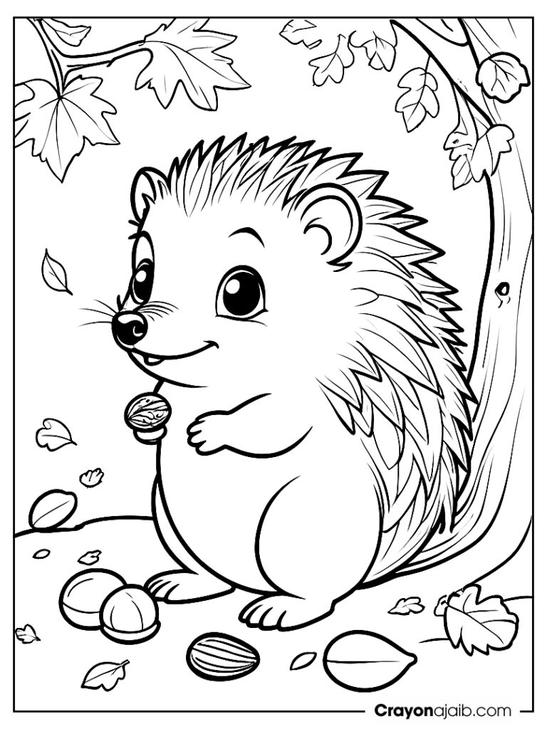 Oak tree hedgehog coloring page ca