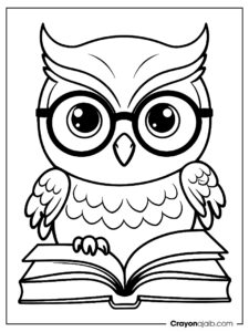 Owl with glasses coloring page ca