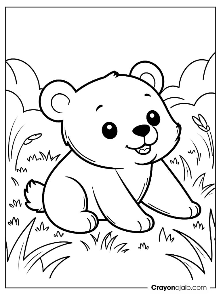 Playful bear cub coloring page ca