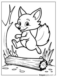 Playful fox coloring page for kids ca