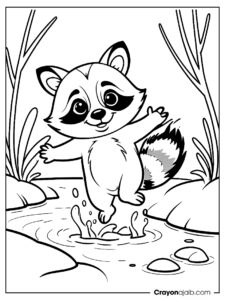 Playful raccoon coloring page ca