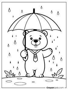 Rainy day bear coloring page ca