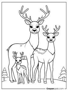 Reindeer family coloring page ca