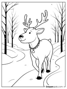 Reindeer walking in snow coloring page ca