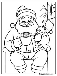 Relaxing santa after christmas coloring page ca