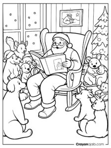 Santa claus storytime coloring page ca