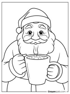 Santa drinking cocoa coloring page ca