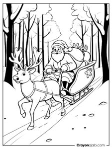 Santa in snow scene coloring page ca