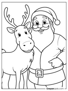 Santa with reindeer buddy coloring page ca