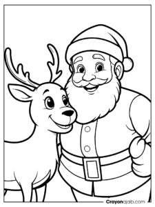 Santa's reindeer friendship coloring page ca