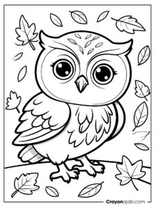 Simple autumn owl coloring page ca