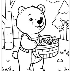 Simple bear adventure coloring page ca