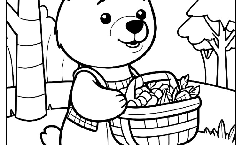 Simple bear adventure coloring page ca