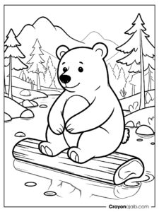 Simple river bear coloring page ca