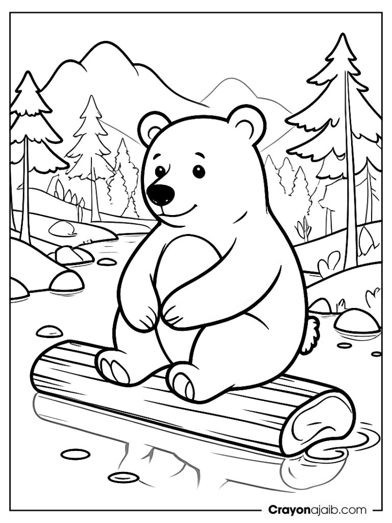 Simple river bear coloring page ca