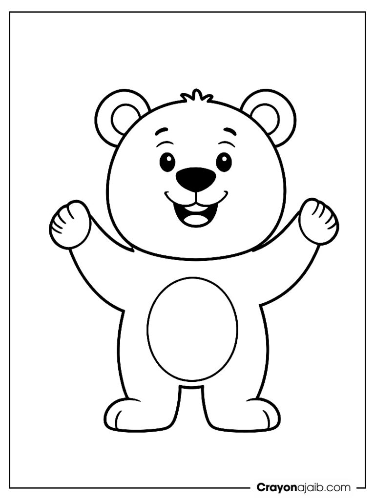 Simple smiling bear coloring page ca