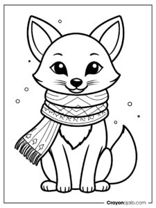 Simple winter fox coloring page ca