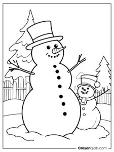 Snowman building snowman coloring page ca