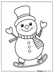 Snowman ice skating coloring page ca