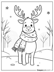 Snowy reindeer coloring page ca