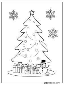 Snowy tree scene coloring page ca