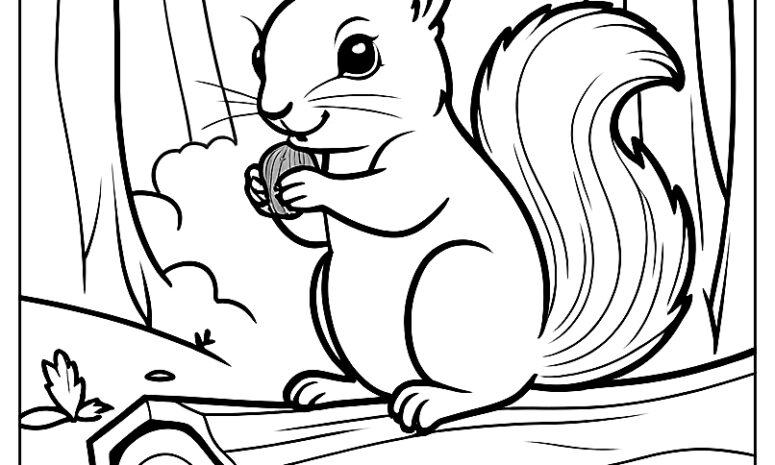 Squirrel eating nut coloring page ca